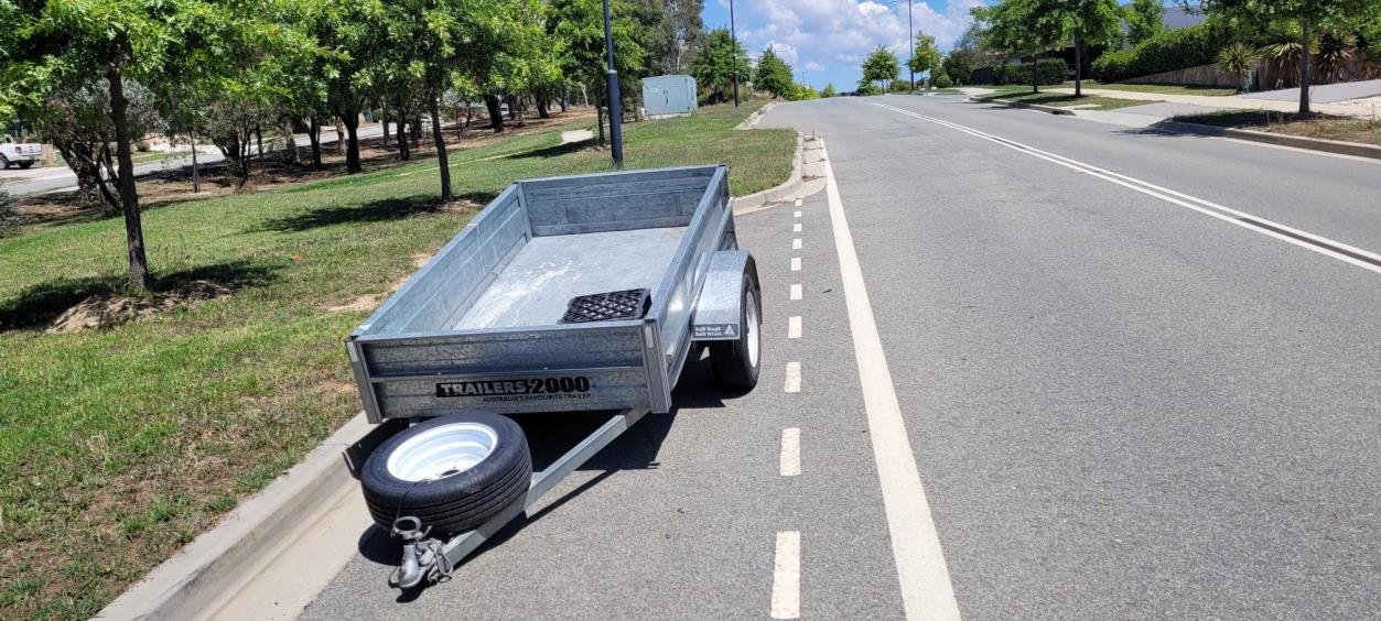 Silver trailer front view