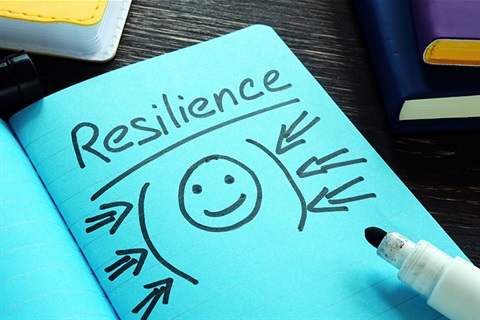 Smiley face with word resilience drawn in texta