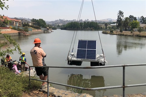 Solar powered ultrasound unit in Lake Jerrabomberra