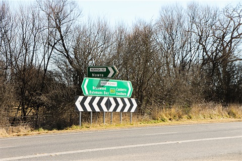 Photo of the Nerriga Road and Kings Highway intersection