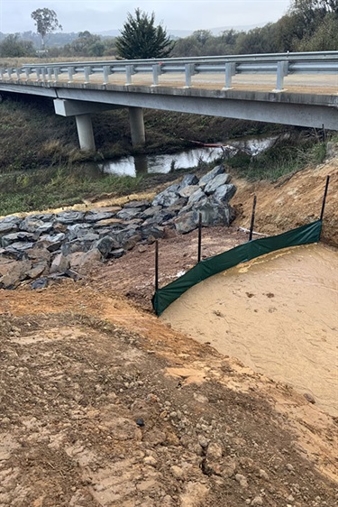 Completed repair work of drainage structures with gabion baskets and mattresses