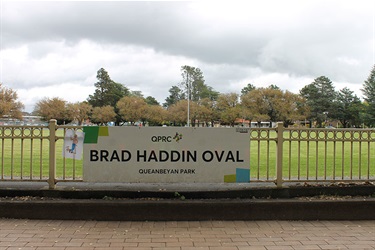 Sign on the fence of Brad Haddin Oval
