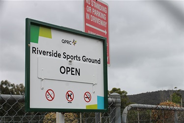 Sign at Riverside Sports Ground