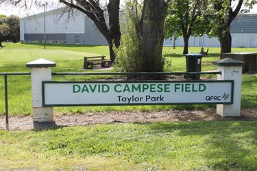 Campese Field sign at Taylor Park