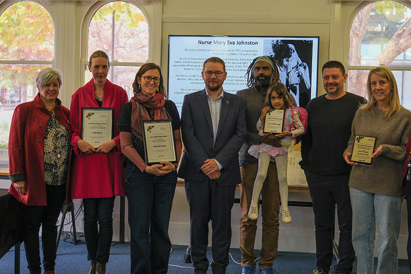 Rebecca Ryan and Kenrick Winchester with winners of 2025 Heritage Awards