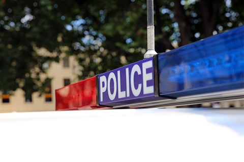 Top of police car with blue and red lights