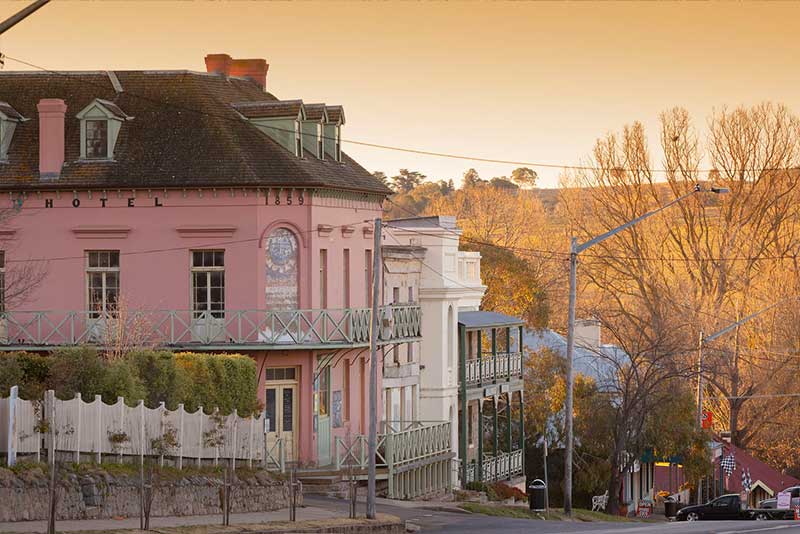 Braidwood main street at dusk