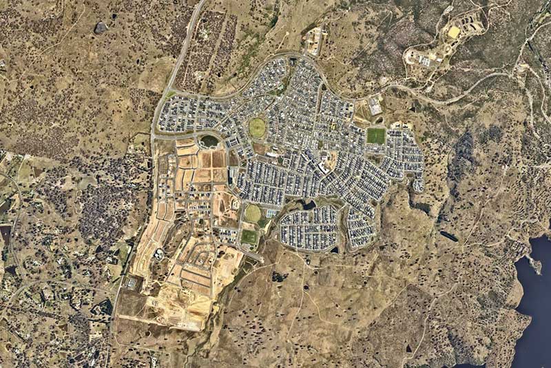 Aerial view of Googong taken February 2023