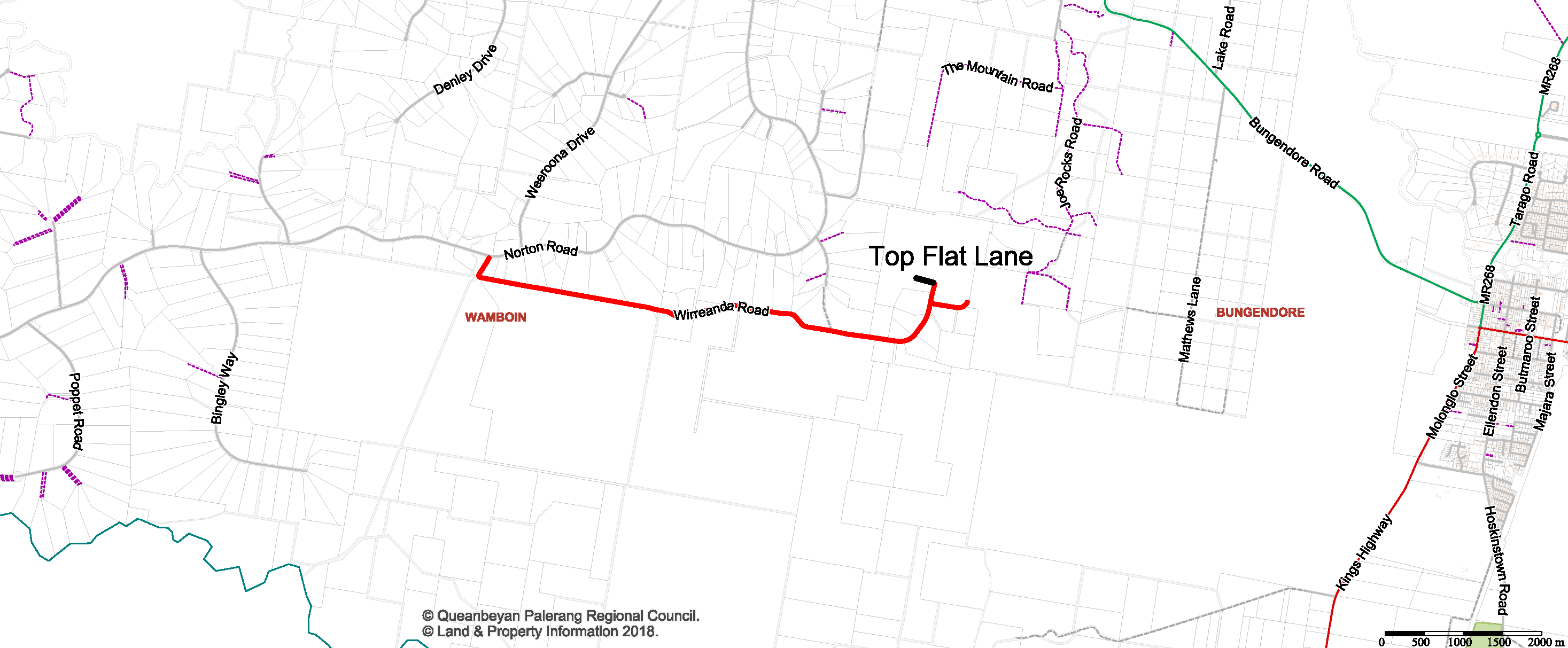 Map showing the location of Top Flat Lane