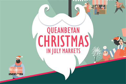 Christmas in July Market text in santa beard