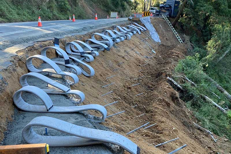 Progress work on road slip Araluen Road May 2023