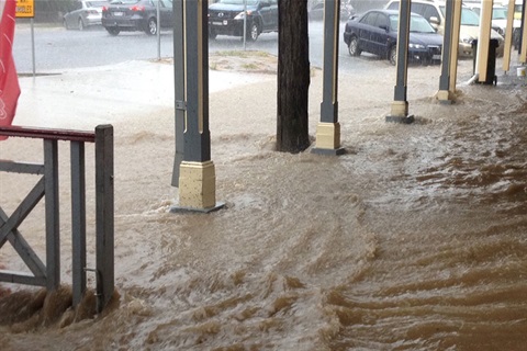 Flooding of Wallace Street after short-term storm event