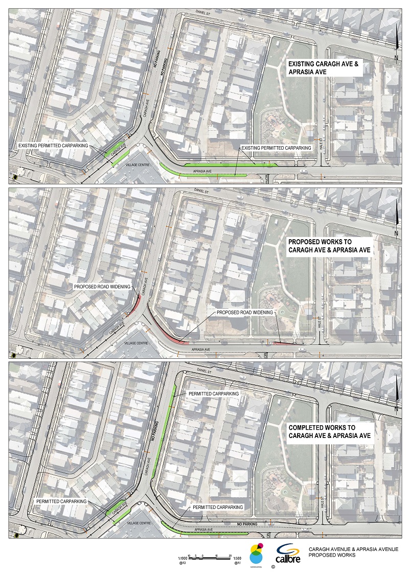 Map showing the improvements to be carried out on Caragh and Aprasia Avenues Googong