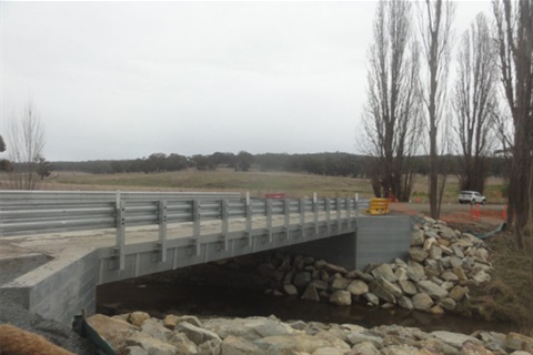 Showing newly completed Gidleigh Bridge