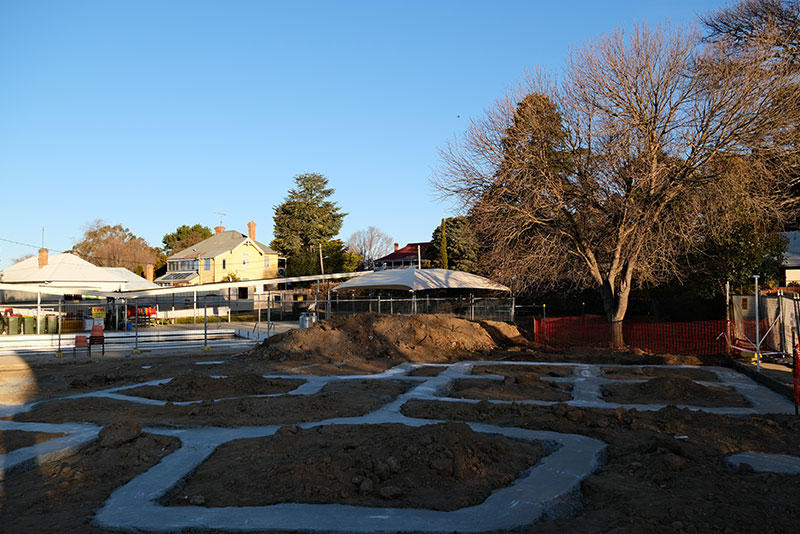 Concrete footings for new entrance and change rooms Braidwood pool - July 2023