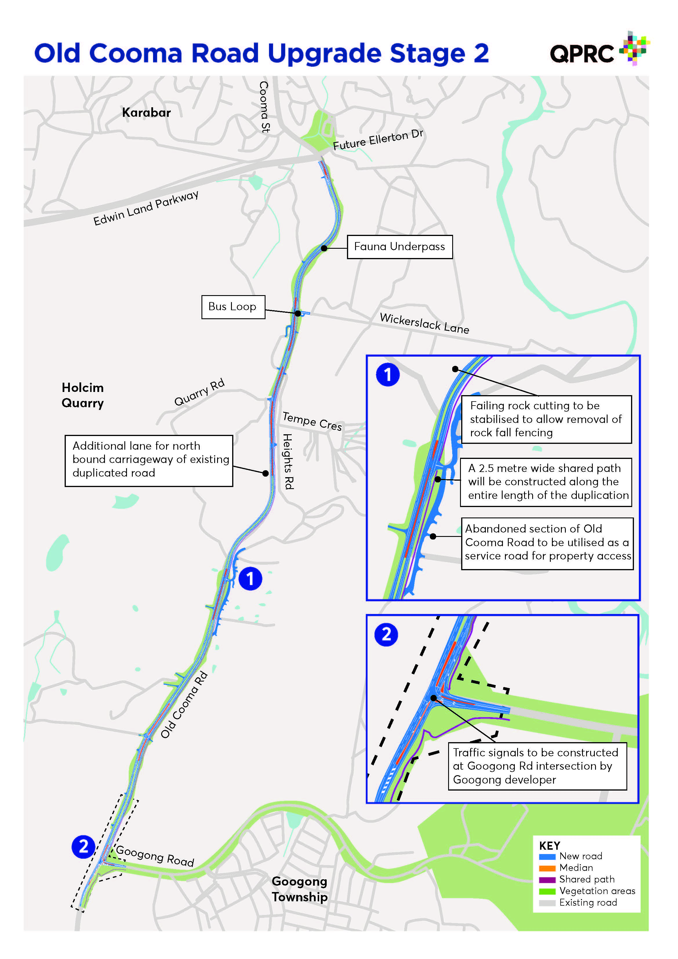 Map showing works for Old Cooma Rd Stage 2