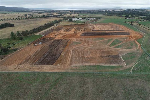 Aerial shot of earthworks over the Bungendore Sports Hub site