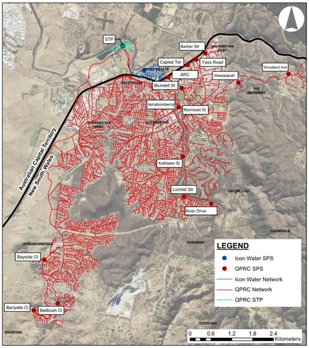 Plan showing the current Queanbeyan STP network