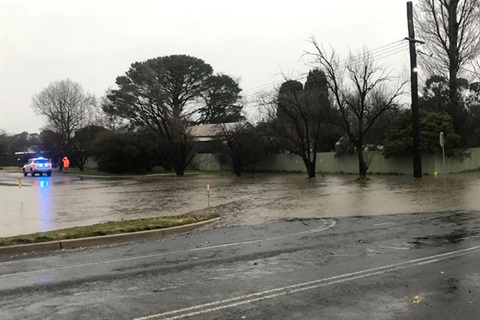Localised flooding in Bungendore village