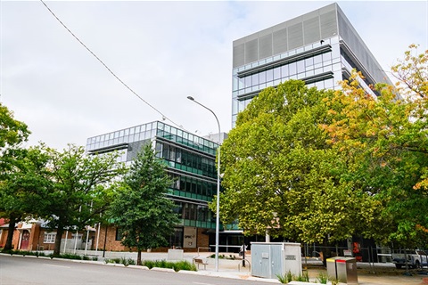 Front view of the Queanbeyan Civic and Cultural Precinct building