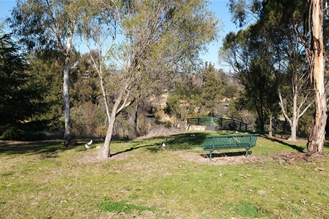 Peace Park showing seating and viewing platform