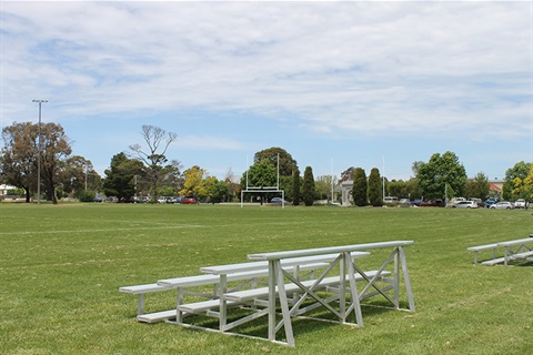 Mick Sherd Oval playing field with stands
