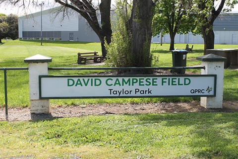 David Campese Field sign at Taylor Park