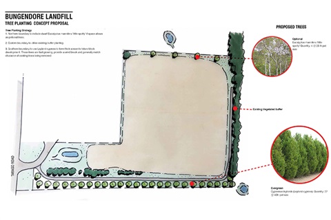 Image showing types of trees to be planted at Bungendore landfile reinstatement