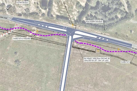 Image showing plans for traffic lights at Bunyip Dr and Old Cooma Road
