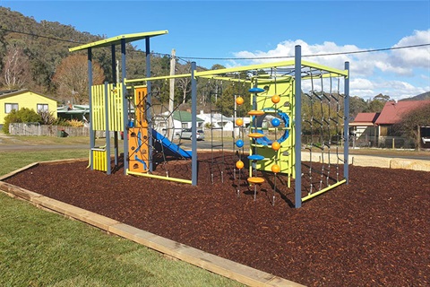 Colourful green playground at Foxlow Parklet