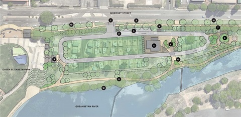 Queanbeyan Riverside Tourist Park concept diagram