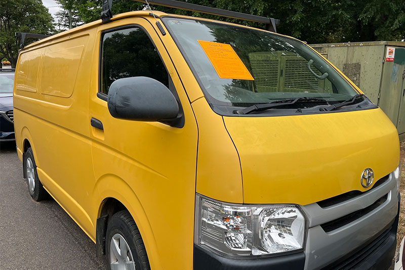 Toyota Hiace van front on 