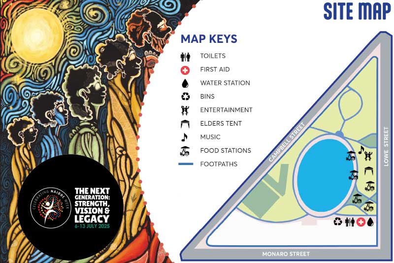 Map for NAIDOC celebration in Queanbeyan Park 29 September 2025