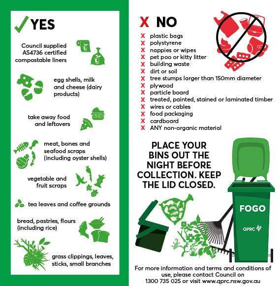 Image of bin sticker that lists the items that can go in your green bin